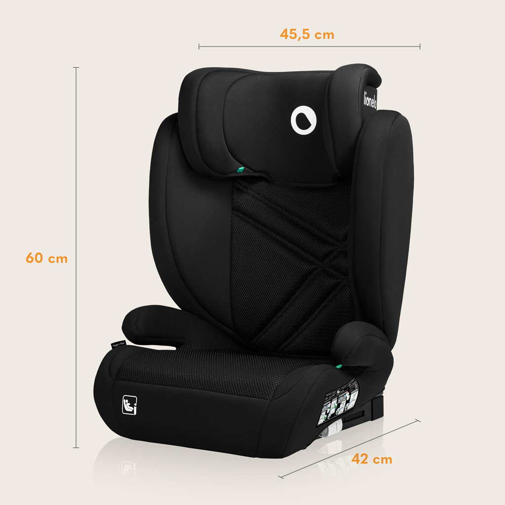 LIONELO Hugo i-Size autósülés (100-150 cm) Fekete Karbon